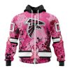 NFL Atlanta Falcons Custom Name Number Pink Breast Cancer Zip Up Hoodie