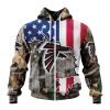 NFL Atlanta Falcons Custom Name Number USA Flag Camo Realtree Zip Up Hoodie