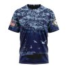 NFL Baltimore Ravens Custom Name Number Honor US Navy Veterans T-Shirt