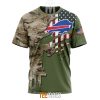 NFL Buffalo Bills Custom Name Number Green Camo US Military T-Shirt