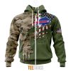 NFL Buffalo Bills Custom Name Number Green Camo US Military Zip Up Hoodie