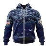 NFL Buffalo Bills Custom Name Number Honor US Navy Veterans Zip Up Hoodie