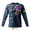 NFL Buffalo Bills Custom Name Number Navy Skull Camo Veteran Sweatshirt