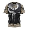 NFL Buffalo Bills Custom Name Number Skull Camo Veteran Kits T-Shirt