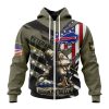 NFL Buffalo Bills Custom Name Number Veterans Kneeling Soldier Zip Up Hoodie