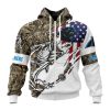 NFL Carolina Panthers Custom Name Number Fishing With Flag Of USA Zip Up Hoodie