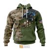 NFL Carolina Panthers Custom Name Number Green Camo US Military Pullover Hoodie