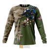 NFL Carolina Panthers Custom Name Number Green Camo US Military Sweatshirt