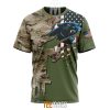 NFL Carolina Panthers Custom Name Number Green Camo US Military T-Shirt