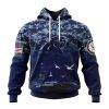 NFL Carolina Panthers Custom Name Number Honor US Navy Veterans Pullover Hoodie