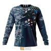 NFL Carolina Panthers Custom Name Number Navy Skull Camo Veteran Sweatshirt