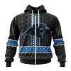 NFL Carolina Panthers Custom Name Number Pattern Native Zip Up Hoodie
