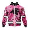 NFL Carolina Panthers Custom Name Number Pink Breast Cancer Zip Up Hoodie