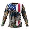 NFL Carolina Panthers Custom Name Number USA Flag Camo Sweatshirt