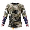 NFL Carolina Panthers Custom Name Number Veteran Salute To Service Sweatshirt