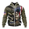 NFL Carolina Panthers Custom Name Number Veterans Kneeling Soldier Zip Up Hoodie