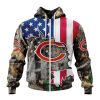 NFL Chicago Bears Custom Name Number Camo Realtree Hunting Zip Up Hoodie