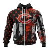 NFL Chicago Bears Custom Name Number Classic Grunge American Flag Zip Up Hoodie
