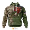 NFL Chicago Bears Custom Name Number Green Camo US Military Pullover Hoodie
