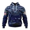 NFL Chicago Bears Custom Name Number Honor US Navy Veterans Pullover Hoodie