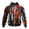 NFL Cincinnati Bengals Custom Name Number Classic Grunge American Flag Zip Up Hoodie