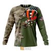 NFL Cincinnati Bengals Custom Name Number Green Camo US Military Sweatshirt