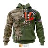 NFL Cincinnati Bengals Custom Name Number Green Camo US Military Zip Up Hoodie