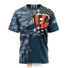 NFL Cincinnati Bengals Custom Name Number Navy Skull Camo Veteran T-Shirt