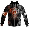 NFL Cincinnati Bengals Custom Name Number Rose Dragon Zip Up Hoodie
