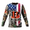 NFL Cincinnati Bengals Custom Name Number USA Flag Camo Realtree Sweatshirt