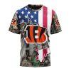 NFL Cincinnati Bengals Custom Name Number USA Flag Camo Realtree T-Shirt