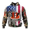 NFL Cincinnati Bengals Custom Name Number USA Flag Camo Realtree Zip Up Hoodie