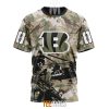 NFL Cincinnati Bengals Custom Name Number Veteran Salute To Service T-Shirt