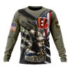 NFL Cincinnati Bengals Custom Name Number Veterans Kneeling Soldier Sweatshirt