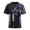 NFL Dallas Cowboys Custom Name Number Classic Grunge American Flag T-Shirt