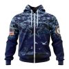NFL Dallas Cowboys Custom Name Number Honor US Navy Veterans Zip Up Hoodie