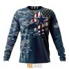 NFL Dallas Cowboys Custom Name Number Navy Skull Camo Veteran Sweatshirt