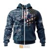 NFL Dallas Cowboys Custom Name Number Navy Skull Camo Veteran Zip Up Hoodie