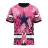 NFL Dallas Cowboys Custom Name Number Pink Breast Cancer T-Shirt