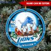 NFL Detroit Lions Custom Name Ho Ho Ho Santa’s Reindeer Round Ornament