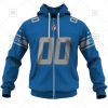 NFL Detroit Lions Custom Name Number Blue Home Jersey Zip Up Hoodie