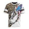 NFL Detroit Lions Custom Name Number Fishing With Flag Of USA T-Shirt