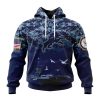 NFL Detroit Lions Custom Name Number Honor US Navy Veterans Pullover Hoodie