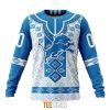 NFL Detroit Lions Custom Name Number Native Pattern Sweatshirt