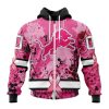 NFL Detroit Lions Custom Name Number Pink Breast Cancer Zip Up Hoodie