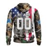 NFL Detroit Lions Custom Name Number USA Flag Camo Realtree Zip Up Hoodie
