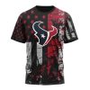 NFL Houston Texans Custom Name Number Classic Grunge American Flag T-Shirt