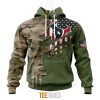NFL Houston Texans Custom Name Number Green Camo US Military Pullover Hoodie