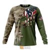 NFL Houston Texans Custom Name Number Green Camo US Military Sweatshirt