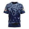 NFL Houston Texans Custom Name Number Honor US Navy Veterans T-Shirt
